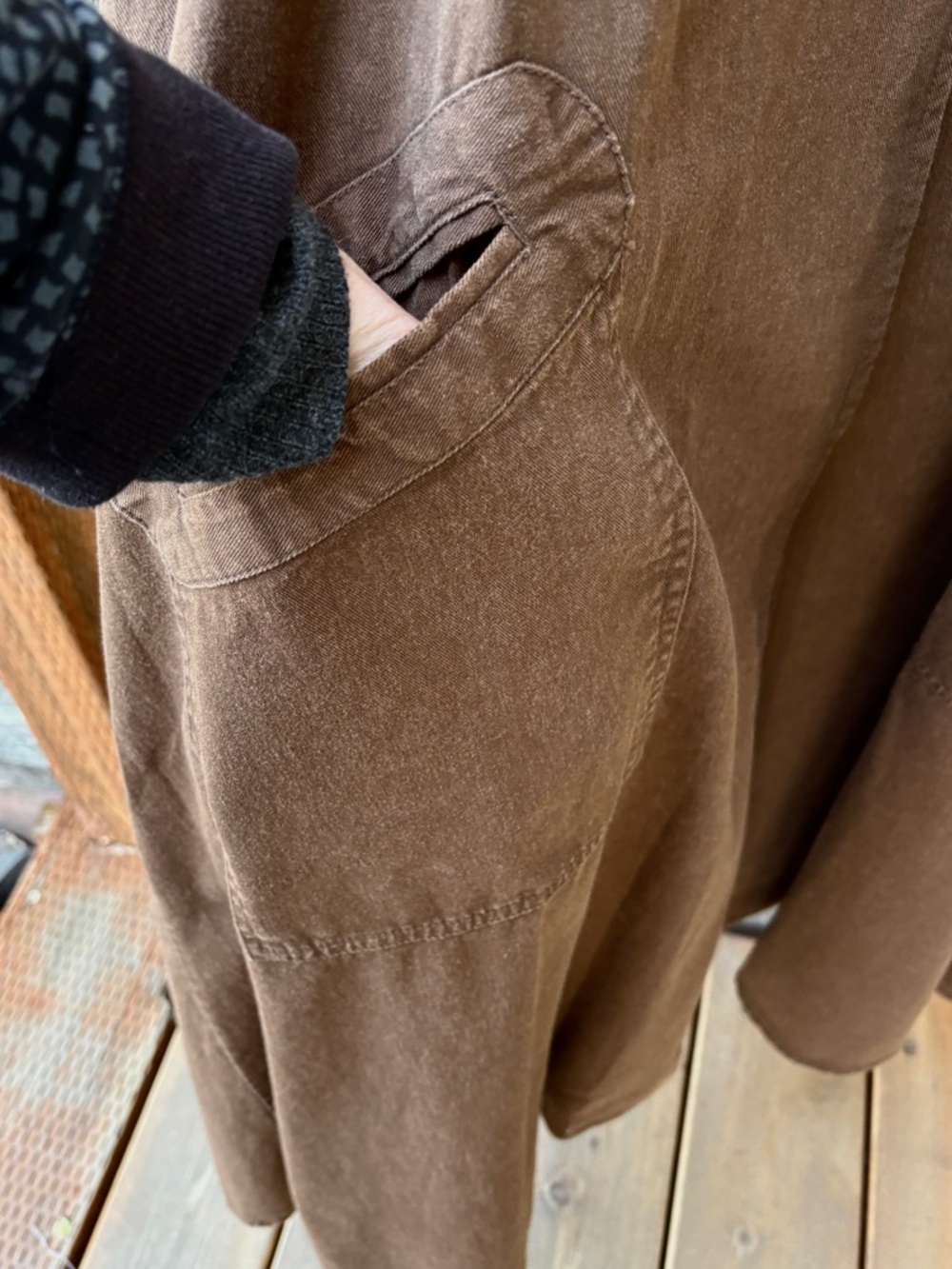 Christy Dawn The Leona Trench In Coffee Brown Organic Cotton Sz XL - Picture 7 of 15